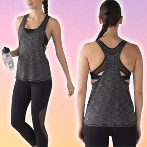 LULULEMON Glide and Stride Tank Sz 4 Heathered Black